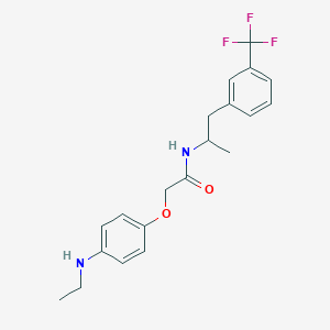 molecular formula C20H23F3N2O2 B15341275 N-(alpha-Methyl-m-trifluoromethylphenethyl)-p-ethylamino-phenoxyacetamide CAS No. 40256-88-0