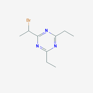 molecular formula C9H14BrN3 B15341976 2-(1-Bromoethyl)-4,6-diethyl-1,3,5-triazine 