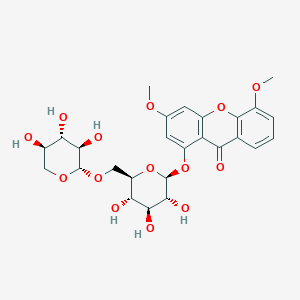 molecular formula C26H30O14 B15342133 3,5-Dimethoxy-1-[(6-O-beta-D-xylopyranosyl-beta-D-glucopyranosyl)oxy]-9H-xanthen-9-one 