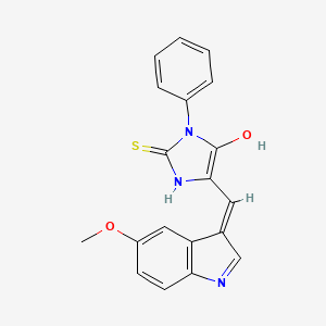 molecular formula C19H15N3O2S B15342167 (5E)-5-[(5-methoxy-1H-indol-3-yl)methylidene]-3-phenyl-2-sulfanyl-3,5-dihydro-4H-imidazol-4-one 