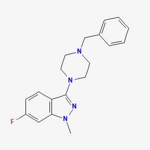 molecular formula C19H21FN4 B15342280 6-Fluoro-1-methyl-3-[4-(phenylmethyl)-1-piperazinyl]-1H-indazole 