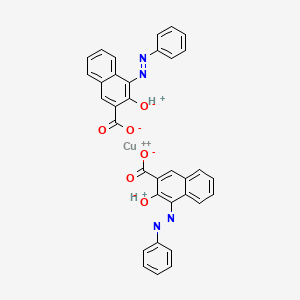 molecular formula C34H22CuN4O6 B15342844 Cuprate(2-), bis(3-(hydroxy-kappaO)-4-(phenylazo)-2-naphthalenecarboxylato(2-)-kappaO)-, dihydrogen CAS No. 16521-34-9