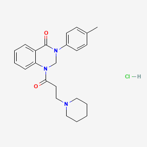 molecular formula C23H28ClN3O2 B15343355 4(1H)-Quinazolinone, 2,3-dihydro-1-(3-piperidinopropionyl)-3-(p-tolyl)-, hydrochloride CAS No. 20887-24-5