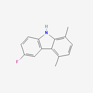 molecular formula C14H12FN B15343816 3-Fluoro-5,8-dimethyl-9H-carbazole 