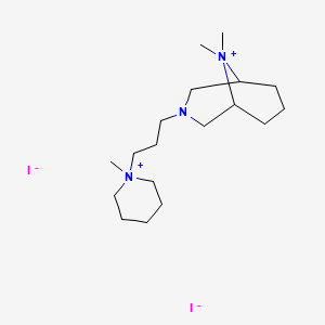 B15344132 3-Aza-9-azoniabicyclo(3.3.1)nonane, 9,9-dimethyl-3-(3-(1-methylpiperidinio)propyl)-, diiodide CAS No. 102585-74-0