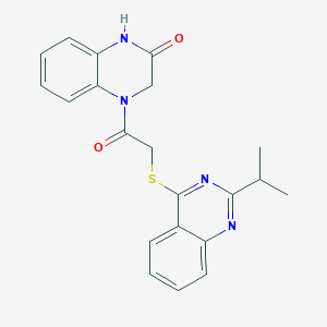 molecular formula C21H20N4O2S B15344219 4-{[(2-Isopropyl-4-quinazolinyl)sulfanyl]acetyl}-3,4-dihydro-2(1H)-quinoxalinone 