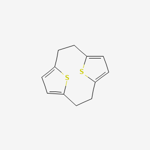 molecular formula C12H12S2 B15345421 13,14-Dithiatricyclo(8.2.1.14,7)tetradeca-4,6,10,12-tetraene CAS No. 73650-69-8