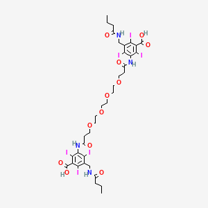 molecular formula C36H44I6N4O12 B15345456 Benzoic acid, 3,3'-(ethylenebis(oxyethyleneoxyethylenecarbonylimino))bis (5-(butyramidomethyl)-2,4,6-triiodo- CAS No. 51134-98-6