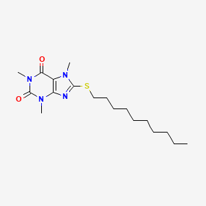 molecular formula C18H30N4O2S B15345537 Caffeine, 8-(decylthio)- CAS No. 25837-26-7