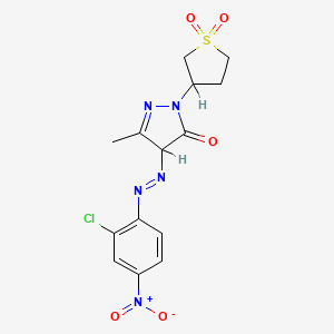 molecular formula C14H14ClN5O5S B15345661 3H-Pyrazol-3-one, 4-((2-chloro-4-nitrophenyl)azo)-2,4-dihydro-5-methyl-2-(tetrahydro-1,1-dioxido-3-thienyl)- CAS No. 62308-14-9