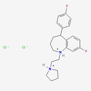 8-fluoro-5-(4-fluorophenyl)-1-(2-pyrrolidin-1-ium-1-ylethyl)-2,3,4,5-tetrahydro-1H-1-benzazepin-1-ium;dichloride