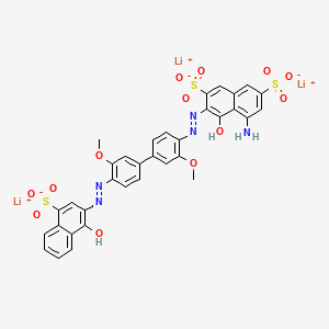 Trilithium 5-amino-4-hydroxy-3-((4'-((1-hydroxy-4-sulphonato-2-naphthyl)azo)-3,3'-dimethoxy(1,1'-biphenyl)-4-yl)azo)naphthalene-2,7-disulphonate