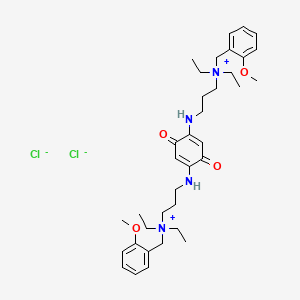 molecular formula C36H54Cl2N4O4 B15346974 Ammonium, (p-benzoquinon-2,5-ylenebis(iminotrimethylene))bis(diethyl(o-methoxybenzyl)-, dichloride CAS No. 73680-61-2