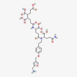 molecular formula C34H44N4O15 B15346982 7-[[4-[(4-Amino-1-carboxy-4-oxobutyl)-[2-[4-[[5-(aminomethyl)furan-3-yl]methoxy]phenyl]ethyl]amino]-1-carboxy-4-oxobutyl]amino]-7-oxoheptane-1,3,4-tricarboxylic acid 