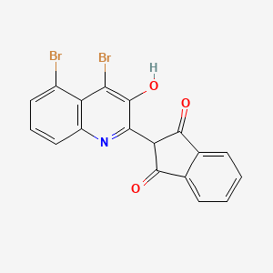 molecular formula C18H9Br2NO3 B15347053 1H-Indene-1,3(2H)-dione, 2-(ar,4-dibromo-3-hydroxy-2(1H)-quinolinylidene)- CAS No. 70701-76-7