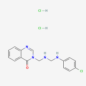 molecular formula C16H17Cl3N4O B15347168 4(3H)-Quinazolinone, 3-(((((4-chlorophenyl)amino)methyl)amino)methyl)-, dihydrochloride CAS No. 75159-27-2