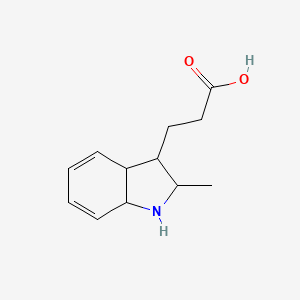 molecular formula C12H17NO2 B15347259 2-Methyl-2,3,3a,7a-tetrahydro-3-indolepropionic acid CAS No. 73816-55-4