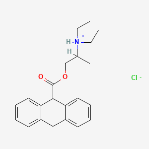 molecular formula C22H28ClNO2 B15347277 1-(9,10-dihydroanthracene-9-carbonyloxy)propan-2-yl-diethylazanium;chloride CAS No. 73791-33-0