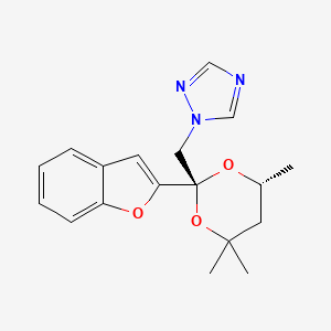 molecular formula C18H21N3O3 B15347335 1H-1,2,4-Triazole, 1-((2-(2-benzofuranyl)-4,4,6-trimethyl-1,3-dioxan-2-yl)methyl)-, trans- CAS No. 98519-35-8