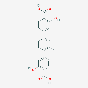 molecular formula C21H16O6 B15347390 4-[4-(4-carboxy-3-hydroxyphenyl)-3-methylphenyl]-2-hydroxybenzoic acid 