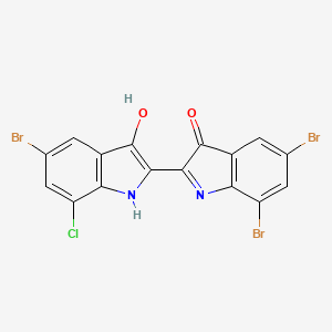 molecular formula C16H6Br3ClN2O2 B15347403 5,7-Dibromo-2-(5-bromo-7-chloro-1,3-dihydro-3-oxo-2H-indol-2-ylidene)-1,2-dihydro-3H-indol-3-one CAS No. 85702-64-3