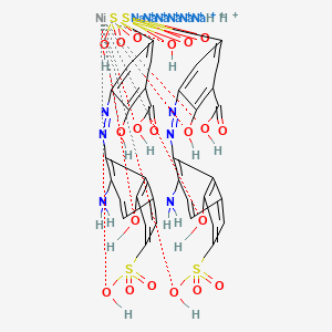 Dihydrogen hexasodium bis(3-((2-amino-8-hydroxy-6-sulpho-1-naphthyl)azo)-2-hydroxy-5-sulphobenzoato(5-))nickelate(8-)