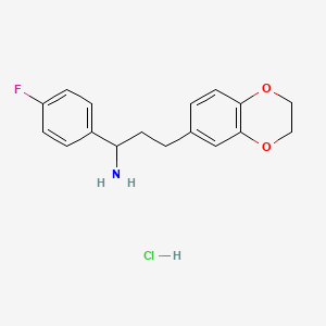 molecular formula C17H19ClFNO2 B15347550 [3-(2,3-Dihydro-1,4-benzodioxin-7-yl)-1-(4-fluorophenyl)propyl]azaniumchloride CAS No. 93638-03-0