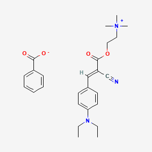 molecular formula C26H33N3O4 B15347552 2-[(E)-2-cyano-3-[4-(diethylamino)phenyl]prop-2-enoyl]oxyethyl-trimethylazanium;benzoate CAS No. 68072-51-5