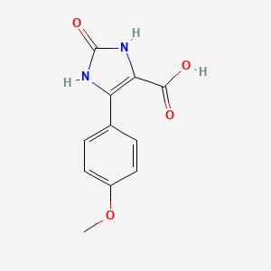 molecular formula C11H10N2O4 B15347558 1,3-Dihydro-imidazol-2-one-5-(4-methoxy) phenyl-4-carboxylic acid 