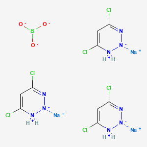 molecular formula C9H9BCl6N9Na3O3 B15347563 Trisodium;4,6-dichloro-3-aza-1-azonia-2-azanidacyclohexa-3,5-diene;borate 