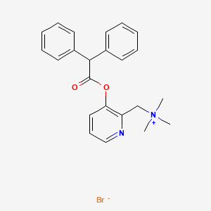 molecular formula C23H25BrN2O2 B15347611 Ammonium, ((3-hydroxy-2-pyridyl)methyl)trimethyl-, bromide, diphenylacetate (ester) CAS No. 66967-93-9