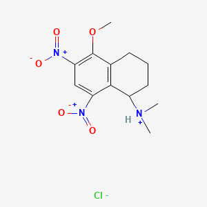 molecular formula C13H18ClN3O5 B15347648 1-Naphthylamine, 1,2,3,4-tetrahydro-N,N-dimethyl-6,8-dinitro-5-methoxy-, hydrochloride CAS No. 64037-82-7