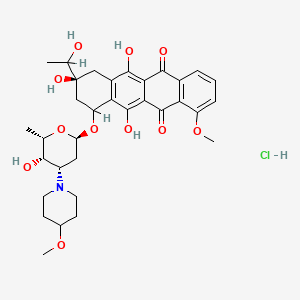 5,12-Naphthacenedione, 7,8,9,10-tetrahydro-6,8,11-trihydroxy-8-(1-hydroxyethyl)-1-methoxy-10-((2,3,6-trideoxy-3-(4-methoxy-1-piperidinyl)-alpha-L-lyxo-hexopyranosyl)oxy)-, hydrochloride