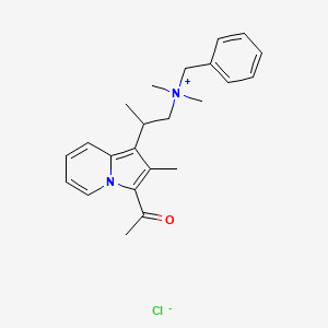 molecular formula C23H29ClN2O B15348006 Benzyldimethyl(2-(3-acetyl-2-methyl-1-indolizinyl)-2-methylethyl)ammonium chloride CAS No. 66902-70-3