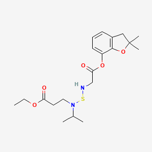 molecular formula C20H30N2O5S B15348785 Ethyl 3-((2-(2,2-dimethyl-2,3-dihydrobenzofuran-7-yloxy)-2-oxoethylaminothio)(isopropyl)amino)propanoate 