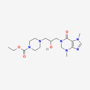 molecular formula C17H28N6O4 B15348964 1-Piperazinecarboxylic acid, 4-(3-(2,3-dihydro-3,7-dimethyl-6-oxo-1-purinyl)-2-hydroxypropyl)-, ethyl ester CAS No. 73771-21-8