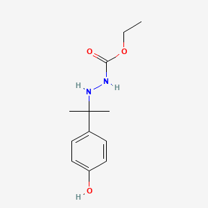 molecular formula C12H18N2O3 B15348996 Hydrazine, 1-(alpha,alpha-dimethyl-p-hydroxybenzyl)-2-ethoxycarbonyl- CAS No. 67227-48-9