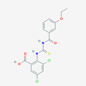 molecular formula C17H14Cl2N2O4S B15349331 3,5-Dichloro-2-({[(3-ethoxyphenyl)carbonyl]carbamothioyl}amino)benzoic acid 