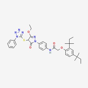 molecular formula C36H43N7O4S B15349354 Acetamide, 2-[2,4-bis(1,1-dimethylpropyl)phenoxy]-n-[4-[3-ethoxy-4,5-dihydro-5-oxo-4-[(1-phenyl-1h-tetrazol-5-yl)thio]-1h-pyrazol-1-yl]phenyl]- CAS No. 70942-39-1