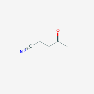 molecular formula C6H9NO B15349367 Pentanenitrile, 3-methyl-4-oxo- 