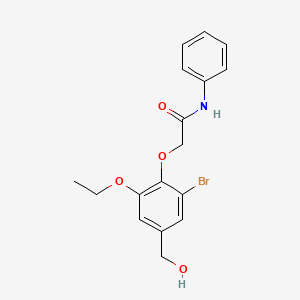 molecular formula C17H18BrNO4 B15349425 2-[2-bromo-6-ethoxy-4-(hydroxymethyl)phenoxy]-N-phenylacetamide 