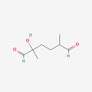 molecular formula C8H14O3 B15349619 2-Hydroxy-2,5-dimethylhexanedial CAS No. 6970-59-8