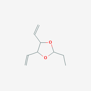 molecular formula C9H14O2 B15349626 4,5-Diethenyl-2-ethyl-1,3-dioxolane CAS No. 90611-71-5