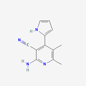 molecular formula C12H12N4 B15349793 2-amino-5,6-dimethyl-4-(1H-pyrrol-2-yl)pyridine-3-carbonitrile CAS No. 577989-69-6