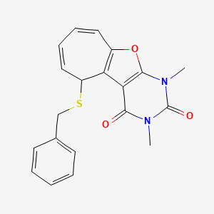 molecular formula C20H18N2O3S B15350028 14-Benzylsulfanyl-4,6-dimethyl-8-oxa-4,6-diazatricyclo[7.5.0.02,7]tetradeca-1(9),2(7),10,12-tetraene-3,5-dione 