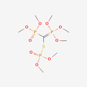 molecular formula C8H21O9P3S B15350047 Phosphonic acid, (mercapto-(trimethoxyphosphoranylidene)methyl)-, dimethyl ester, S-ester with O,O-dimethyl phosphorothioate CAS No. 63869-28-3