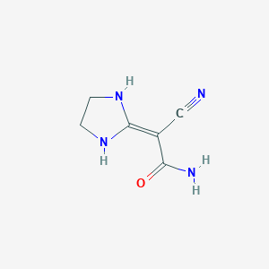 molecular formula C6H8N4O B15350079 2-Cyano-2-imidazolidin-2-ylideneacetamide 