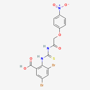 3,5-Dibromo-2-[[2-(4-nitrophenoxy)acetyl]carbamothioylamino]benzoic acid