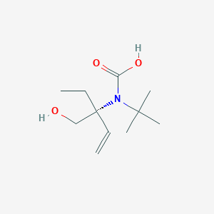 molecular formula C11H21NO3 B15350232 tert-butyl-[(3R)-3-(hydroxymethyl)pent-1-en-3-yl]carbamic acid 