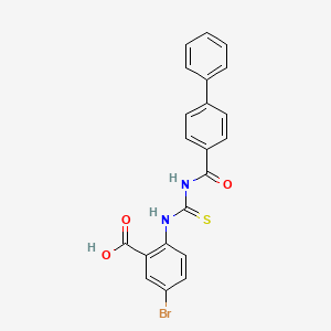 molecular formula C21H15BrN2O3S B15350301 5-Bromo-2-[(4-phenylbenzoyl)carbamothioylamino]benzoic acid 